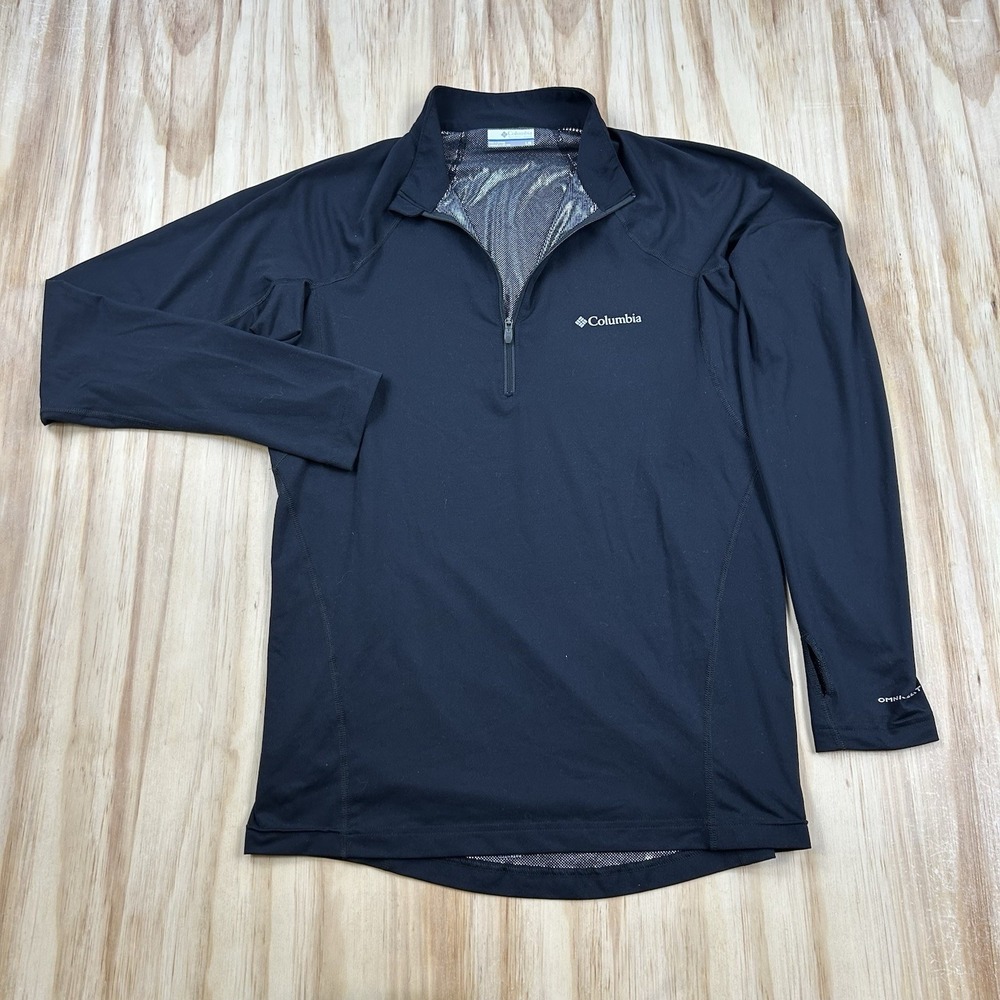 Columbia 1/4 Zip Pullover Womens Large Black Omni-Heat‎ Shirt Light Thumbholes